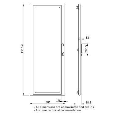 PrismaSeT_LVS08233_Transparent Door W600 30M  IP30