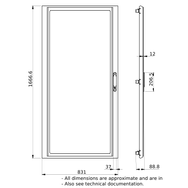 PrismaSeT_LVS08264_Transparent Door W850 33M IP30