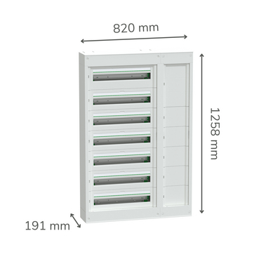 PrismaSet S - Surface metal enclosure 7R 24 modules + Duct - Image with Dimensions
