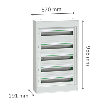 PrismaSet S - Surface metal enclosure 5R 24 modules - Image with Dimensions
