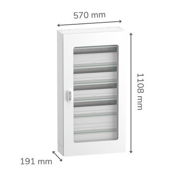 PrismaSet S - Surface metal enclosure 6R 24 modules - Image with Dimensions