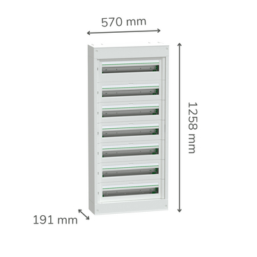 PrismaSet S - Surface metal enclosure 7R 24 modules - Image with Dimensions