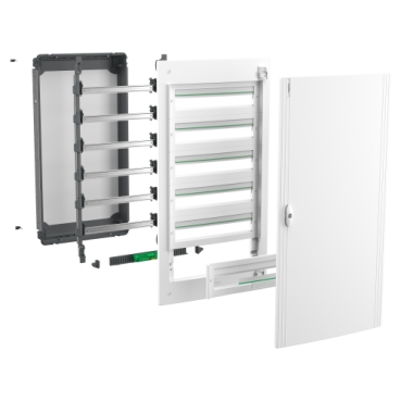 Modular enclosure, PrismaSeT XS, flush, 5 x 24 modules, 1 earth terminal block, transparent door-2