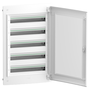 Modular enclosure, PrismaSeT XS, flush, 5 x 24 modules, 1 earth terminal block, transparent door-3