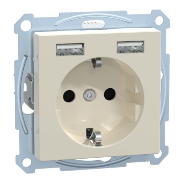 MEG2366-0344 - Schuko Steckdose mit USB Ladegerät Weiß System M 