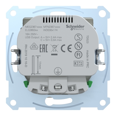 MEG2367-0319 - Schuko Steckdose mit USB Ladegerät TPb Polarweiß 