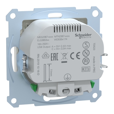MEG2367-0319 - Schuko Steckdose mit USB Ladegerät TPb Polarweiß 
