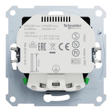 MEG2367-0403 - Schuko Steckdose mit USB Ladegerät, schwarz matt  