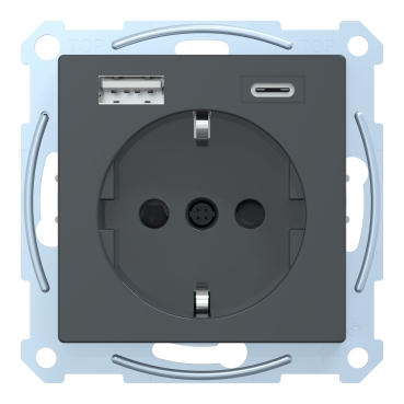 MEG2367-0414 - Schuko Steckdose mit USB Ladegerät Anthrazit System 