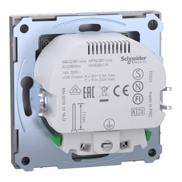 MEG2367-6036 - Schuko Steckdose mit USB Ladegerät, Edelstahl  