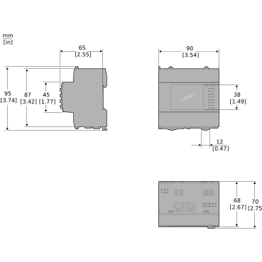 Schneider energy meter, Rogowski CT input, LVDC only, no external power supply - Technical Illustration