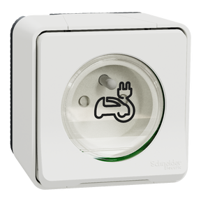 Mureva Styl - Prise renforcée 2P+T pour charge voiture électrique - En saillie - IP55 - IK08 - Blanche