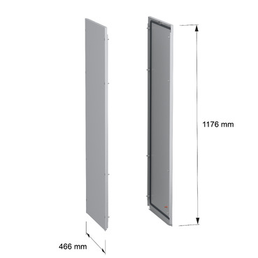 PanelSeT SFN 2 side panel std 1200x500 RAL7035 - Image with dimensions