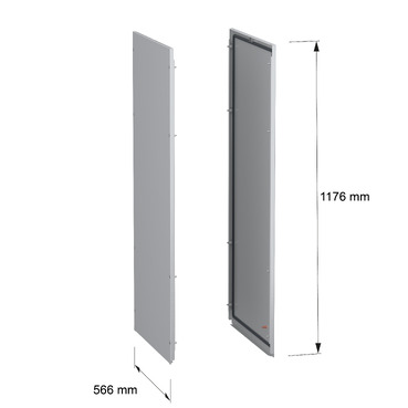 PanelSeT SFN 2 side panel std 1200x600 RAL7035 - Image with dimensions