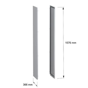 PanelSeT SFN 2 side panel std 1600x400 RAL7035 - Image with dimensions