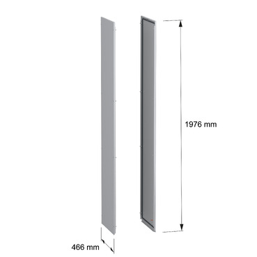 PanelSeT SFN 2 side panel std 2000x500 RAL7035 - Image with dimensions