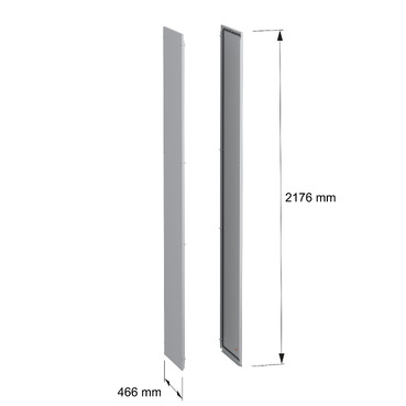 PanelSeT SFN 2 side panel std 2200x500 RAL7035 - Image with dimensions