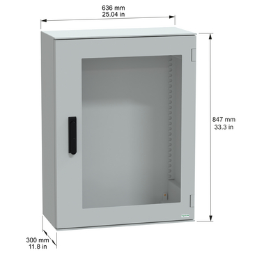 PanelSeT PLM - WM PLM glazed handle 63x30x84mm - Dimensions