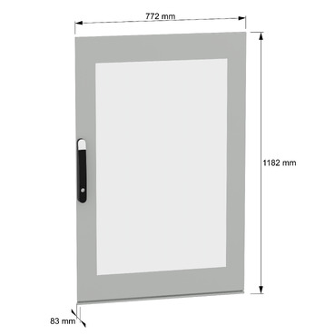 PanelSeT SFN and Spacial SM Glazed door 1200x800 - Image with dimensions