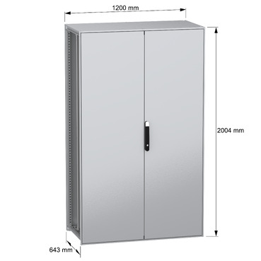 PanelSeT SFN with MP 2D 2000x1200x600 IP55 - Image with dimensions