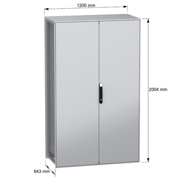PanelSeT SFN without MP 2D 2000x1200x600 IP55 - Image with dimensions