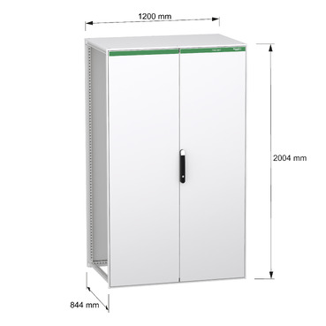 PanelSeT SFN PrismaSeT 2000x700x500 glazed RAL9003 - Image with dimensions