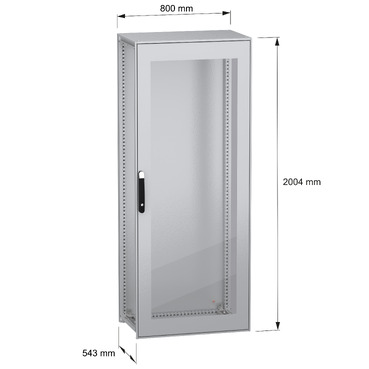Spacial SFN glazed without MP 2000x800x500 IP55 - Image with dimensions