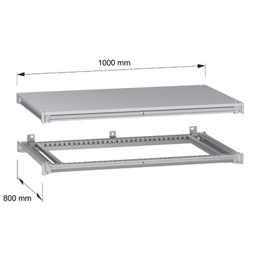 PanelSeT SFN Upper and lower frame 1000x800 RAL7035 - Image with dimensions