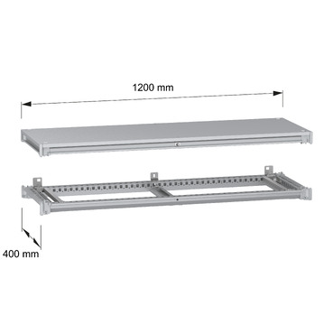 PanelSeT SFN Upper and lower frame 1200x400 RAL7035 - Image with dimensions