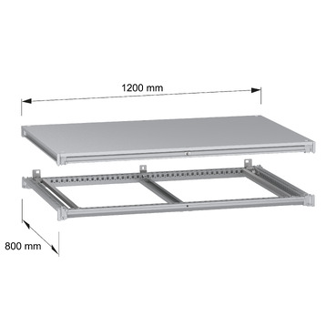 PanelSeT SFN Upper and lower frame 1200x800 RAL7035 - Image with dimensions