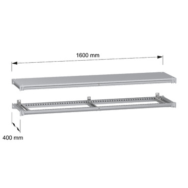PanelSeT SFN Upper and lower frame 1600x400 RAL7035 - Image with dimensions