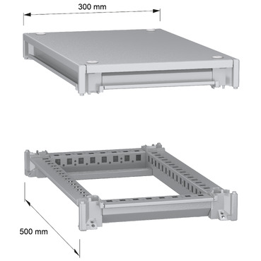PanelSeT SFN Upper and lower frame 300x500 RAL7035 - Image with dimensions