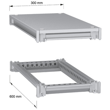 PanelSeT SFN Upper and lower frame 300x600 RAL7035 - Image with dimensions