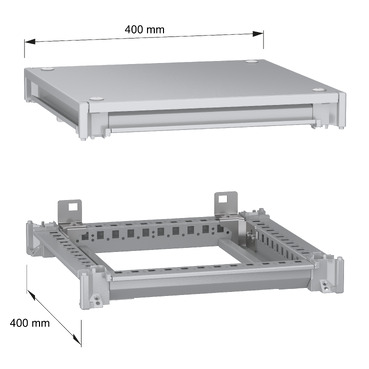 PanelSeT SFN Upper and lower frame 400x400 RAL7035 - Image with dimensions