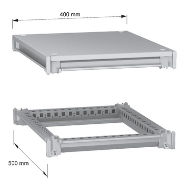 PanelSeT SFN Upper and lower frame 400x500 RAL7035 - Image with dimensions