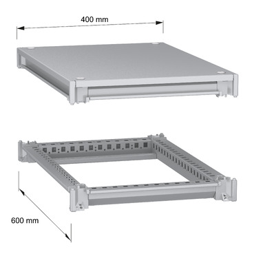 PanelSeT SFN Upper and lower frame 400x600 RAL7035 - Image with dimensions