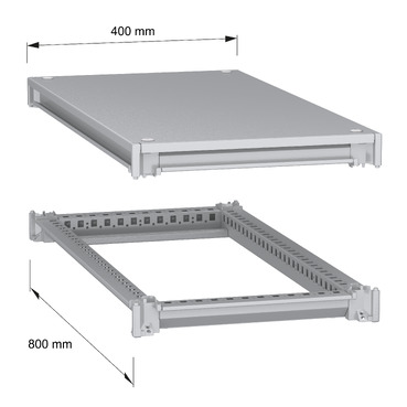 PanelSeT SFN Upper and lower frame 400x800 RAL7035 - Image with dimensions