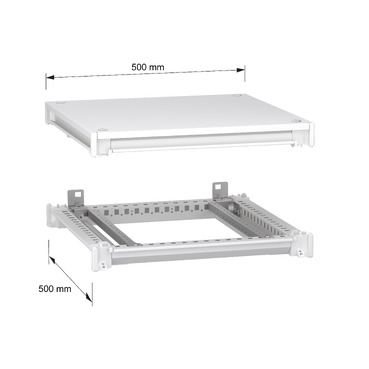 PanelSeT SFN Upper and lower frame 500x500 RAL9003 - Image with dimensions