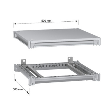 PanelSeT SFN Upper and lower frame 500x500 RAL7035 - Image with dimensions