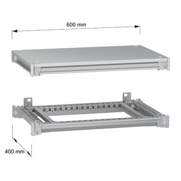 PanelSeT SFN Upper and lower frame 600x400 RAL7035 - Image with dimensions
