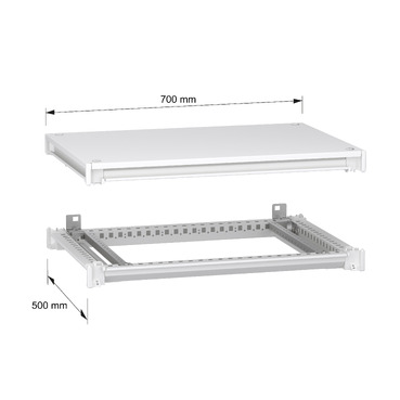 PanelSeT SFN Upper and lower frame 700x500 RAL9003 - Image with dimensions