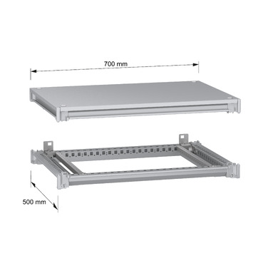 PanelSeT SFN Upper and lower frame 700x500 RAL7035 - Image with dimensions
