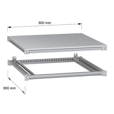 PanelSeT SFN Upper and lower frame 800x800 RAL7035 - Image with dimensions