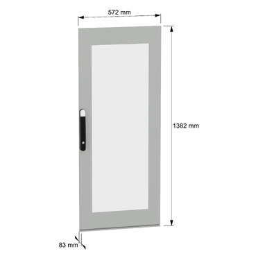 PanelSeT SFN and Spacial SM Glazed door 1400x600 - Image with dimensions