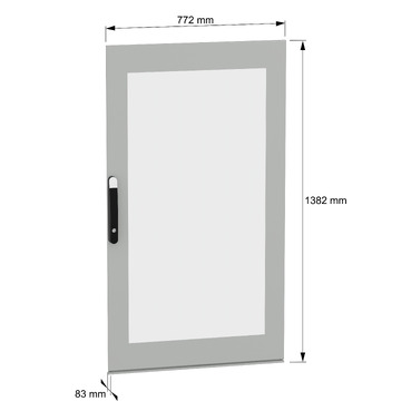 PanelSeT SFN and Spacial SM Glazed door 1400x800 - Image with dimensions