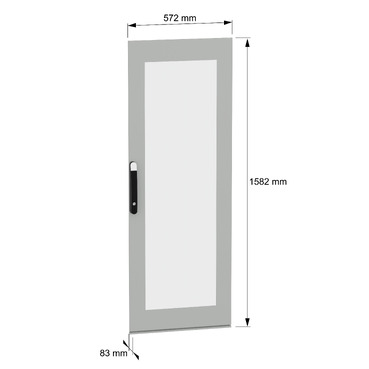 PanelSeT SFN and Spacial SM Glazed door 1600x600 - Image with dimensions