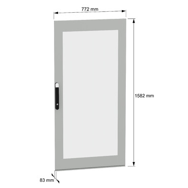 PanelSeT SFN and Spacial SM Glazed door 1600x800 - Image with dimensions