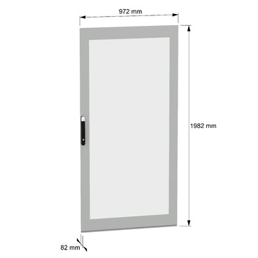 PanelSeT SFN and Spacial SM Glazed door 2000x1000 - Image with dimensions