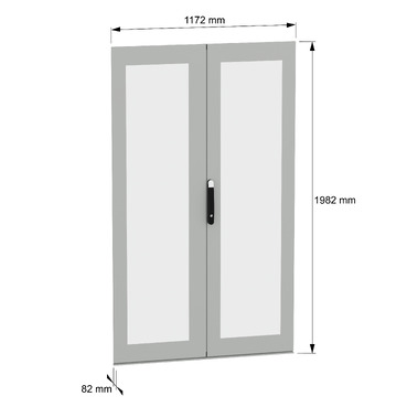 PanelSeT SFN and Spacial SM 2 glazed doors 2000x600 - Image with dimensions
