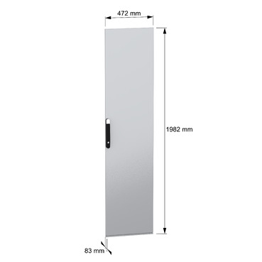 PanelSeT SFN and Spacial SM Plain door 2000x500 - Image with Dimensions